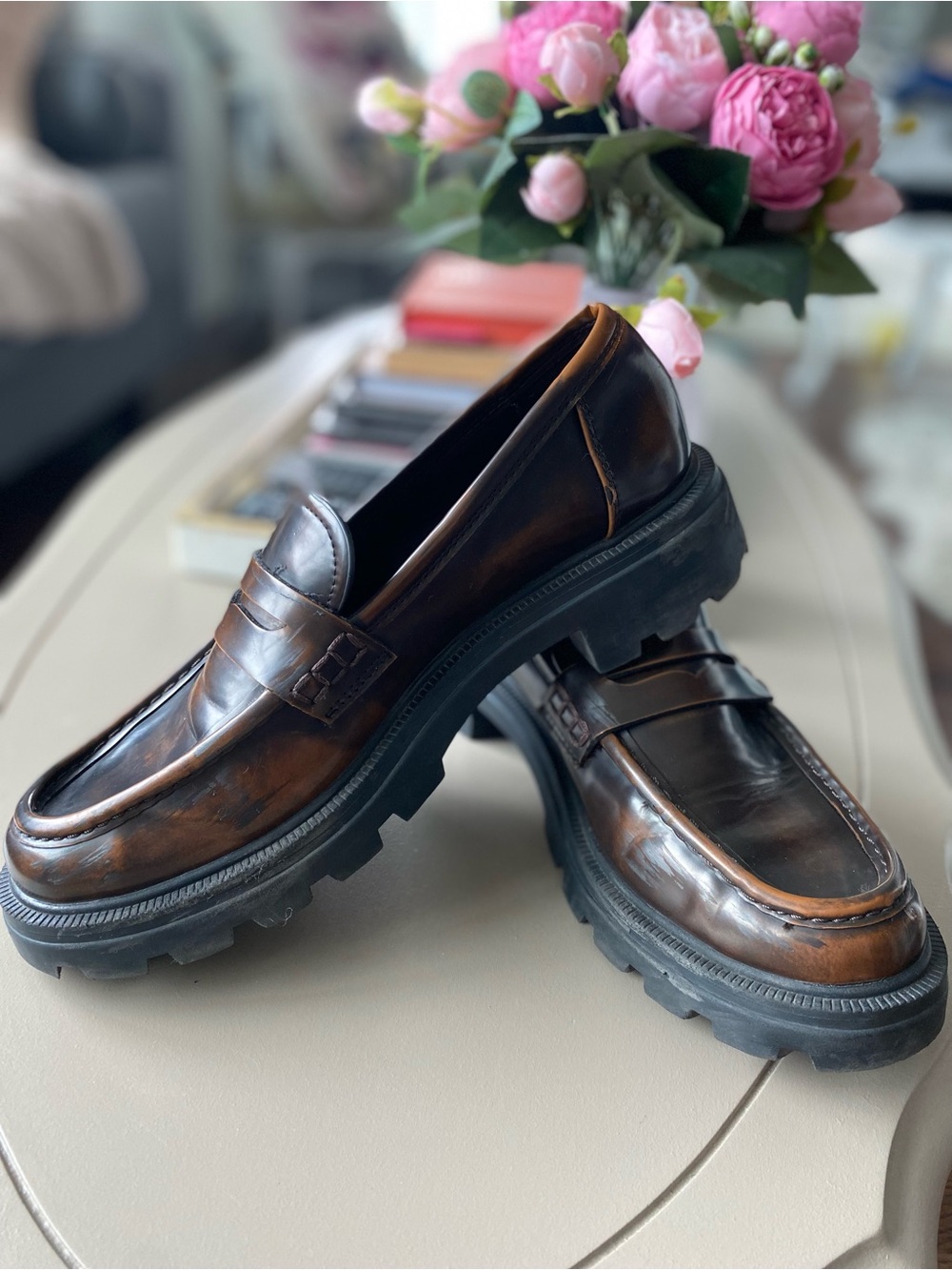 Zara l Penny Loafers with Rugged Sole